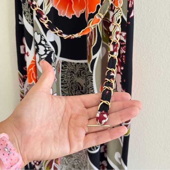 Cache Floral Geometric Colorful Sleeveless Y2K Maxi Dress w/ chain belt S - Picture 7 of 9